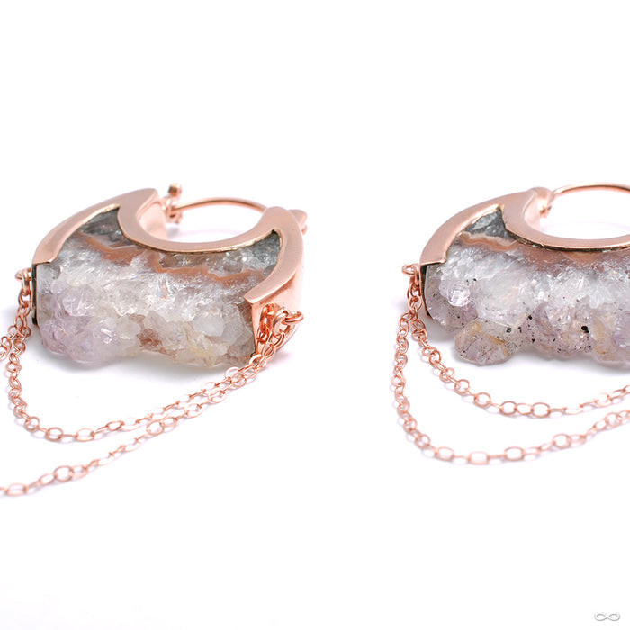 Small Moonstruck Earrings in Rose Gold with Agate Crystal from Buddha Jewelry