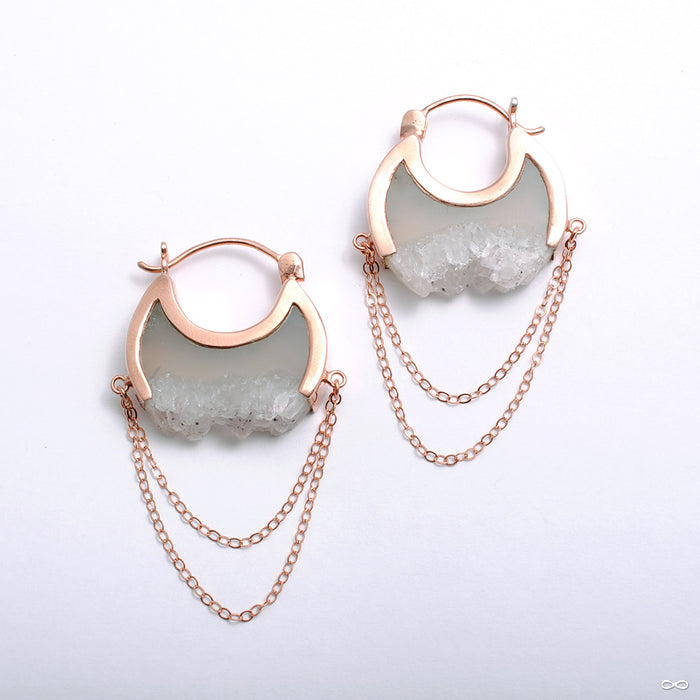 Small Moonstruck Earrings in Rose Gold with Gray Agate Crystal from Buddha Jewelry