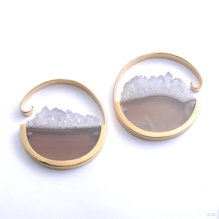 Small Muse Hoops in Yellow Gold with Fluorite from Buddha Jewelry
