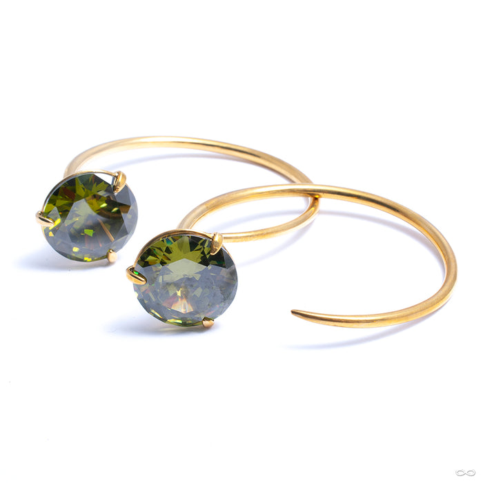 Small Tsabit Hoops with Round CZ from Diablo Organics with olive CZ