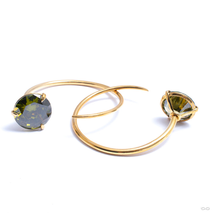 Small Tsabit Hoops with Round CZ from Diablo Organics with olive CZ