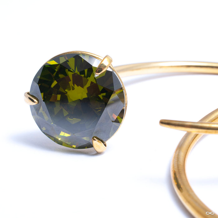Small Tsabit Hoops with Round CZ from Diablo Organics with olive CZ