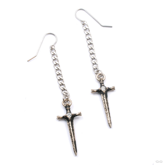 Soothsayer Earrings from Maya Jewelry in white brass