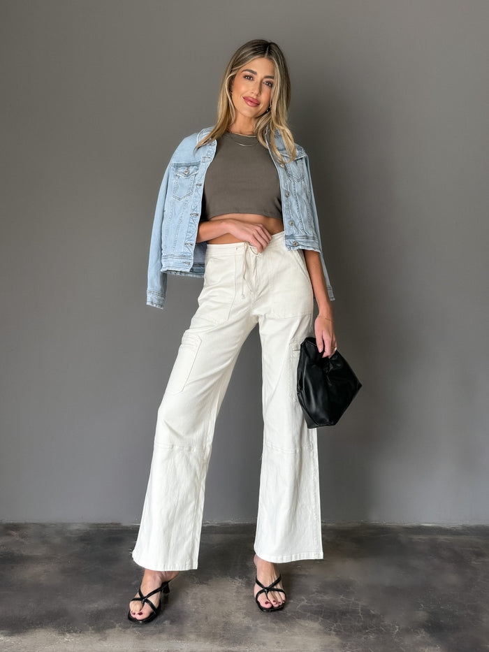 Sorrento Cargo Pants in Ecru - Stitch And Feather