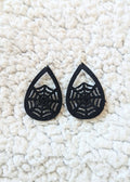 Spider Web Faux Leather Drop Dangle Earrings