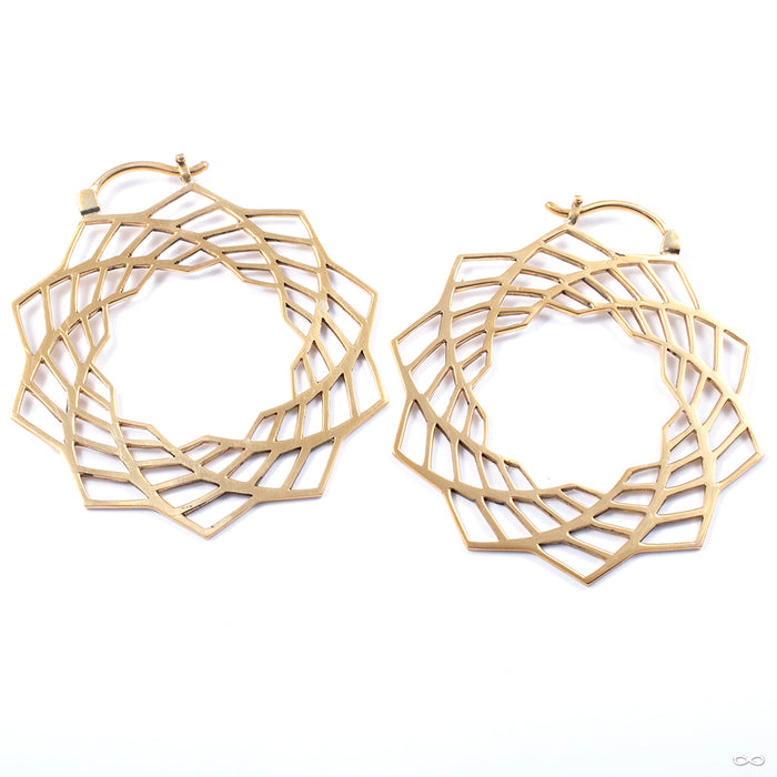 Spirograph Hoops in Brass from Diablo Organics in yellow brass