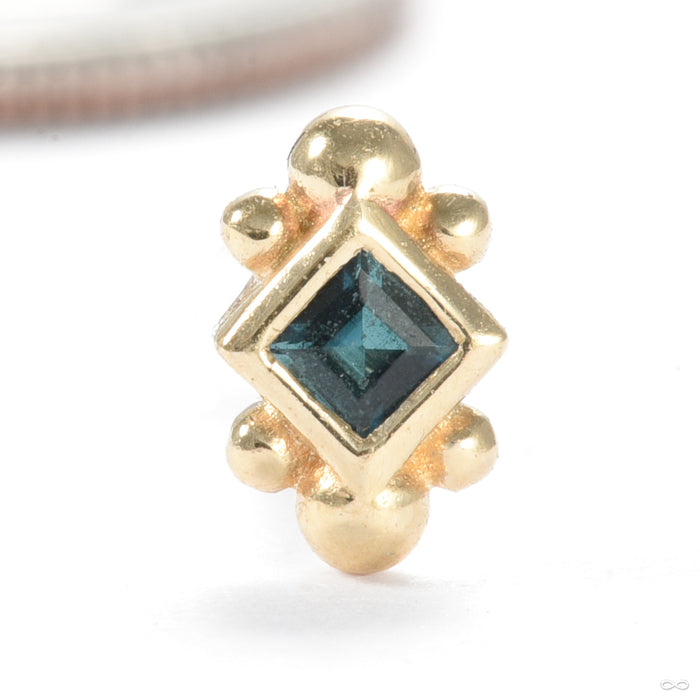 Square Up Press-fit End in Gold from Ember Body Jewelry with blue tourmaline