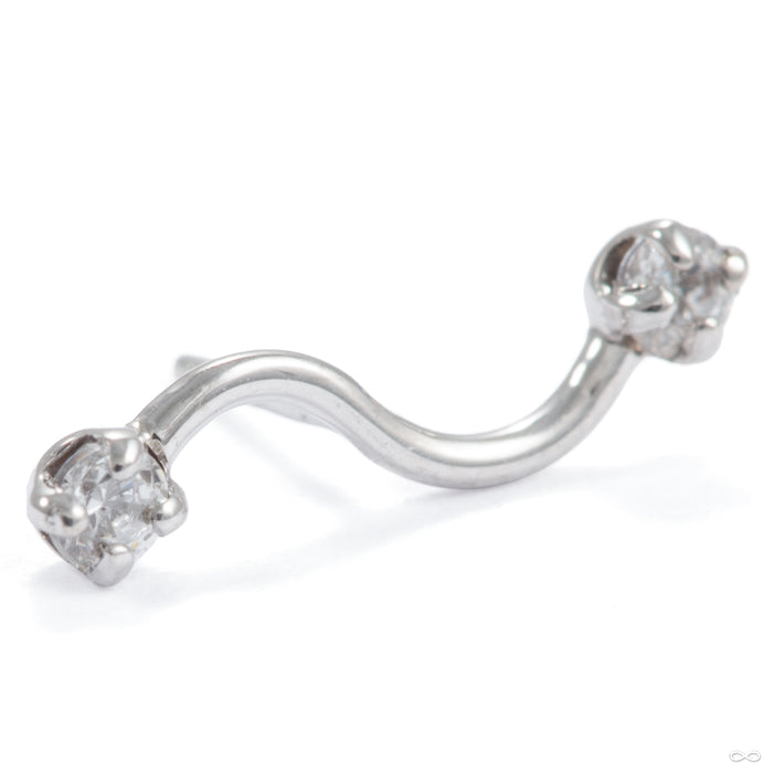 Squiggle 2 Press-fit End in 14k White Gold with Diamond from Kiwi Diamond