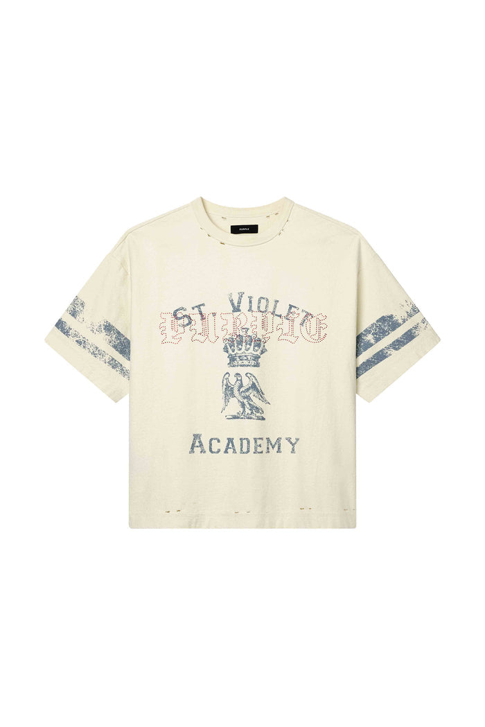 St. Violet Crystals Jersey oversized fit heavyweight textured tee in Cloud Cream color.