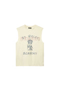 St. Violet Crystals Tank Top in Cloud Cream with textured jersey and screen print design