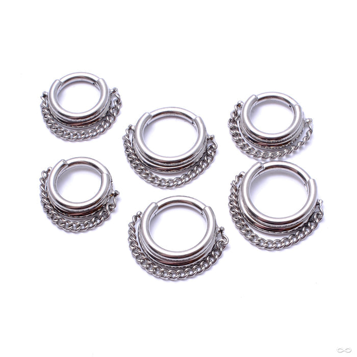 Stacked Chained Clicker in Titanium from Zadamer Jewelry double stacked