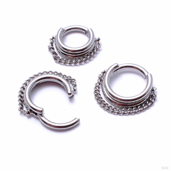 Stacked Chained Clicker in Titanium from Zadamer Jewelry double stacked