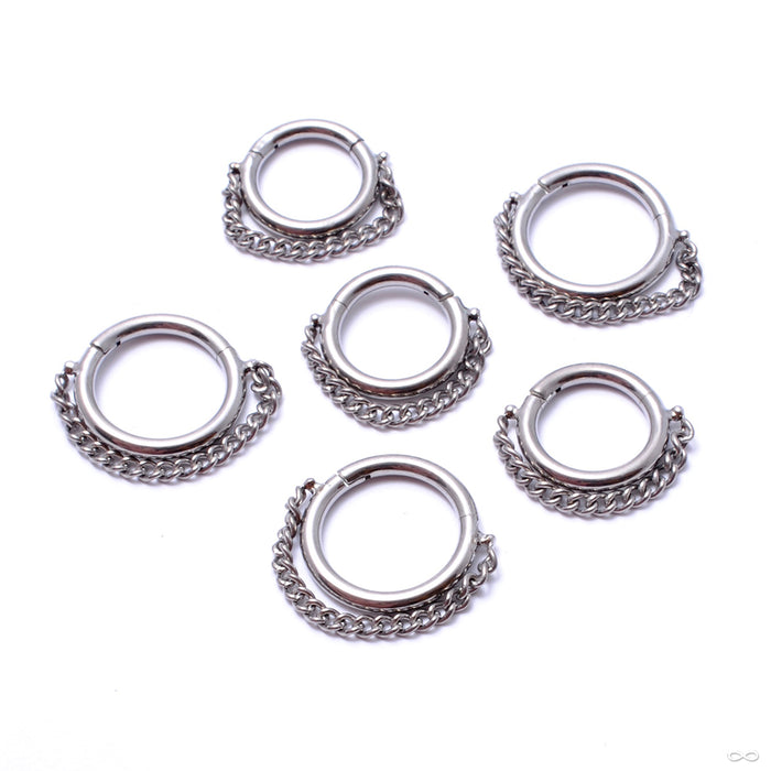 Stacked Chained Clicker in Titanium from Zadamer Jewelry single stacked