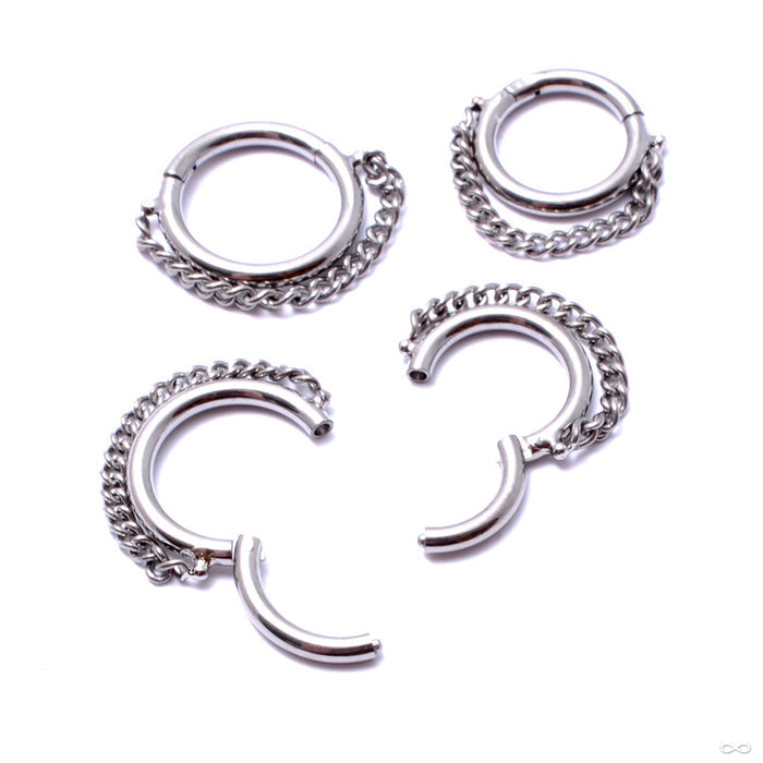Stacked Chained Clicker in Titanium from Zadamer Jewelry single stacked