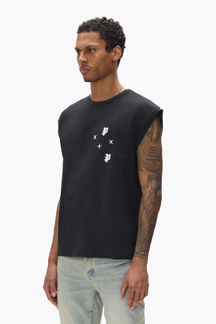 Star Monogram Tank Top in oversized fit with Tuff Tushed embroidery, made from 100% cotton.