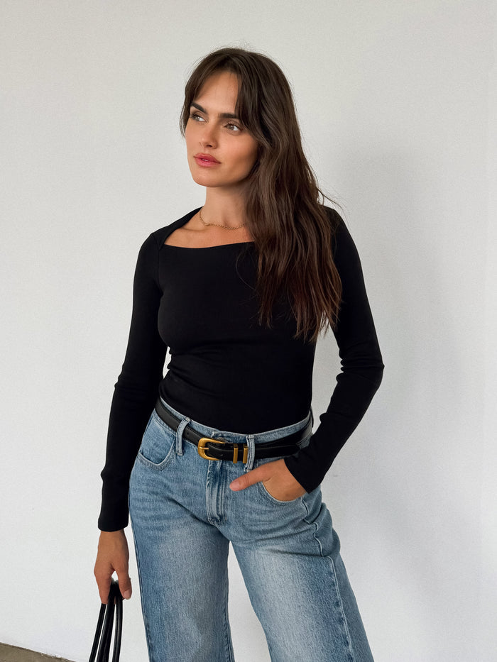 Stasia Knit Top in Black - Stitch And Feather