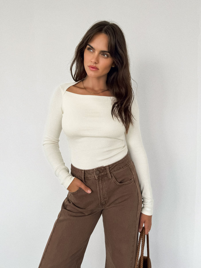 Stasia Knit Top in Ivory - Stitch And Feather