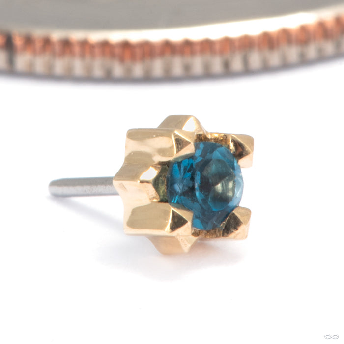 Stella Press-fit End in 14k Yellow Gold with London Blue Topaz from Tether Jewelry