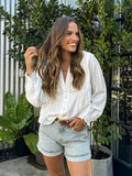Stevie Eyelet Blouse in White - Stitch And Feather