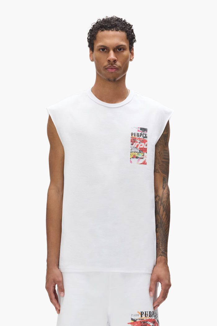 Stickers Tank Top in regular fit, made of 100% cotton, featuring a textured jersey design.