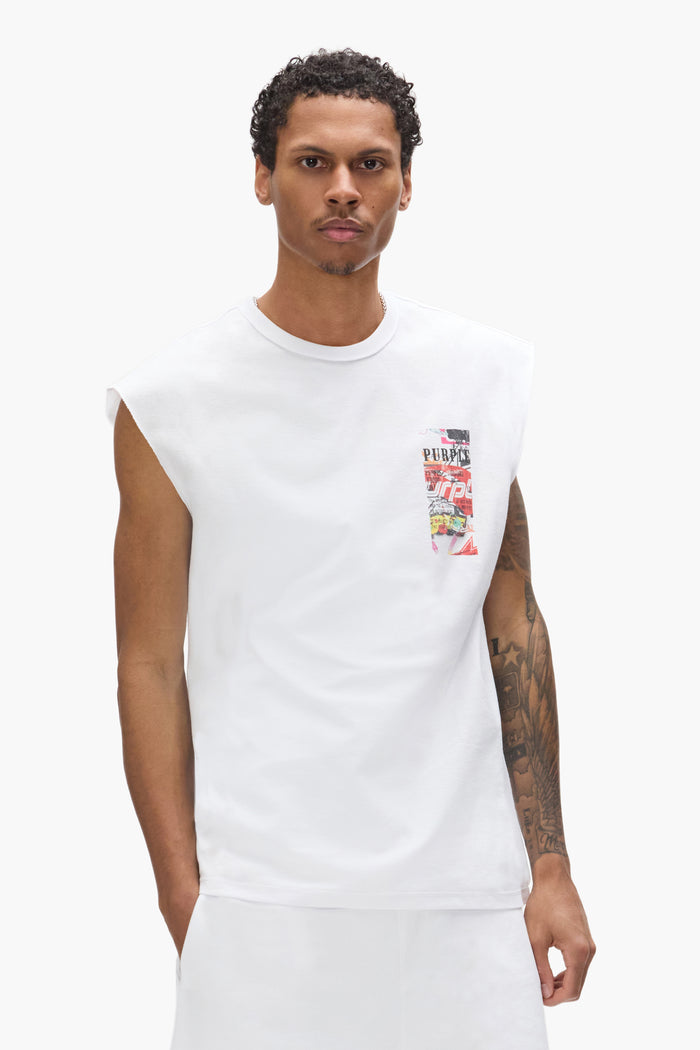 Stickers Tank Top in textured jersey, 100% cotton, available in various sizes from XS to 3XL.