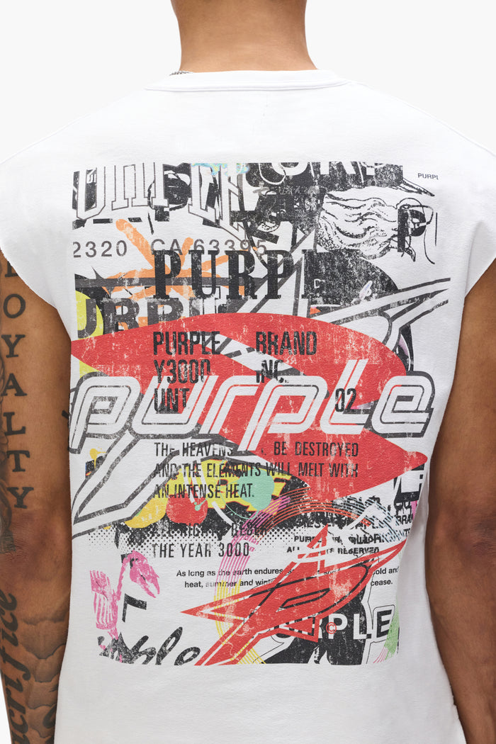 Stickers Tank Top in textured jersey with digital print, available in various sizes.