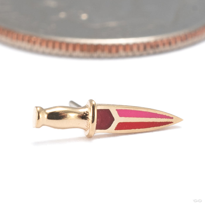 Sting Press-fit End in 14k Yellow Gold with Red, Pink, and Burgundy Enamel from Pupil Hall