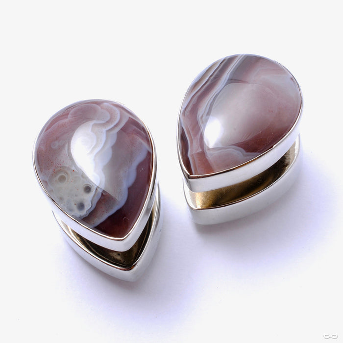 5/8" (16mm) / White Brass / Botswana Agate