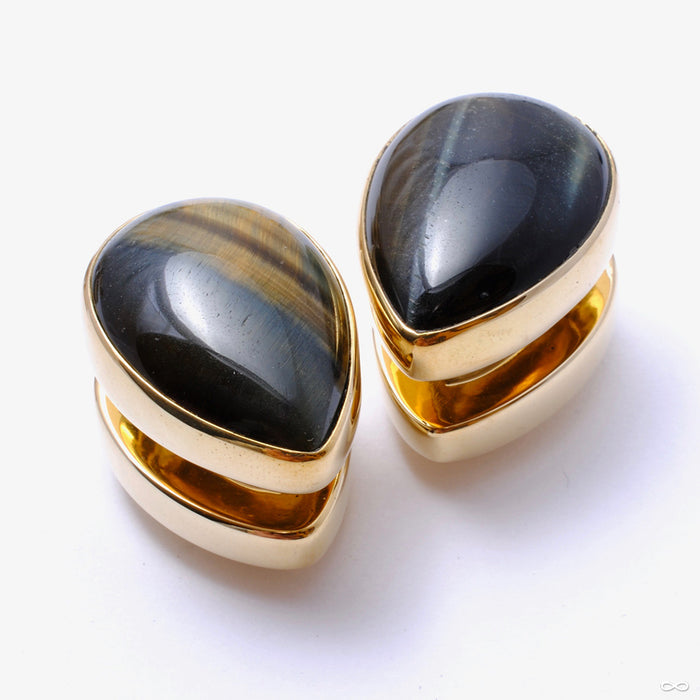 3/4" (19mm) / Brass / Blue Tiger's Eye