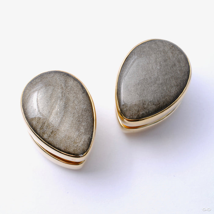 3/4" (19mm) / Brass / Gold Sheen Obsidian