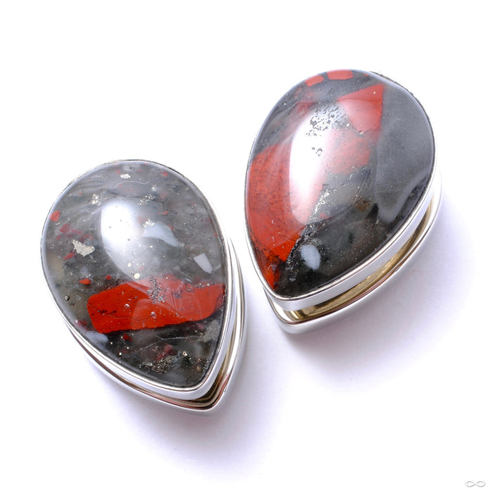 3/4" (19mm) / White Brass / Dragon's Blood Jasper