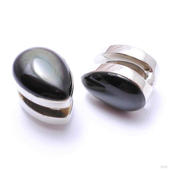 3/4" (19mm) / White Brass / Rainbow Obsidian