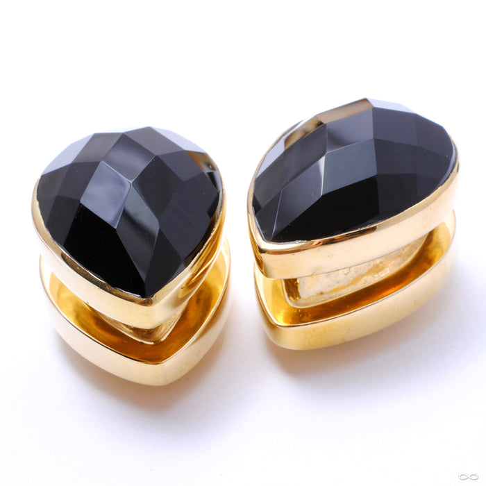 7/8" (22mm) / Brass / Faceted Black Obsidian