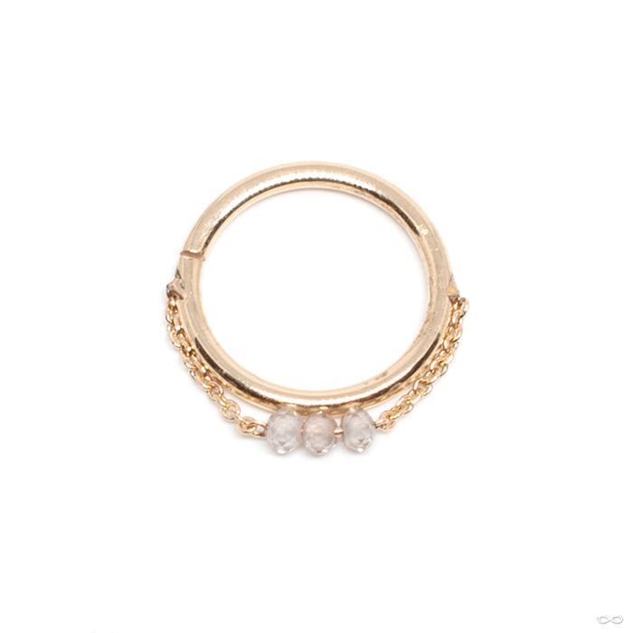Stone x3 Chained Seam Ring in Gold from Pupil Hall with tanzanite