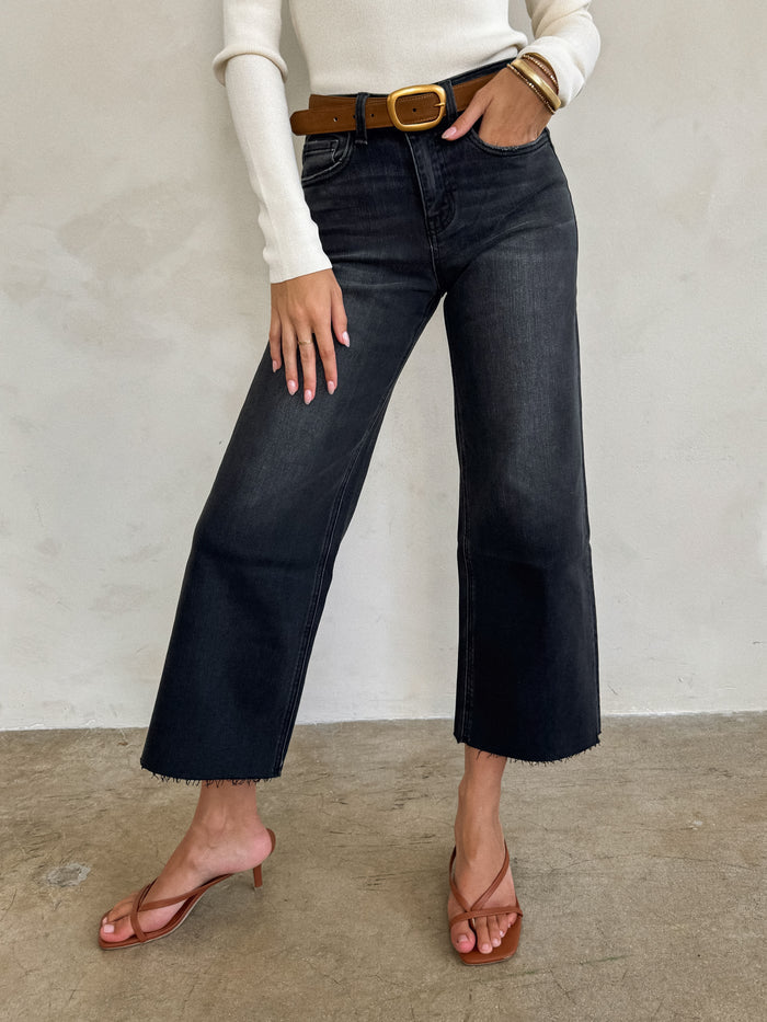 Strangers Cropped Wide Leg Jeans - Stitch And Feather
