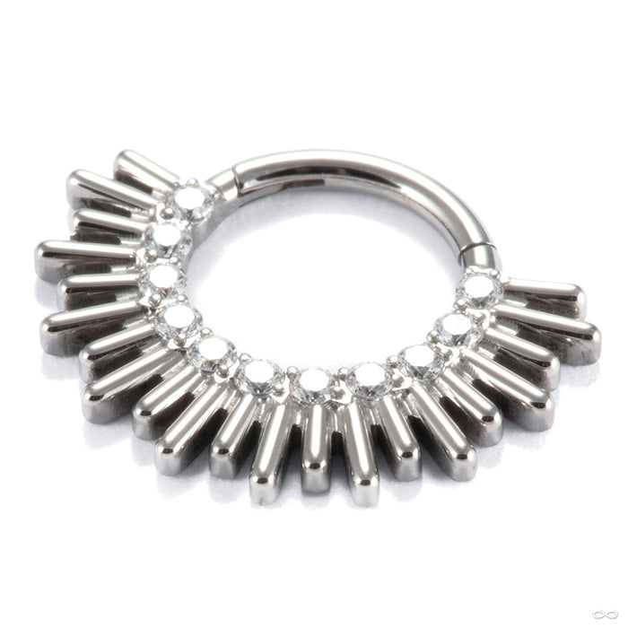 Sun Ray Gem Clicker in Titanium with Clear CZ from Diablo Organics