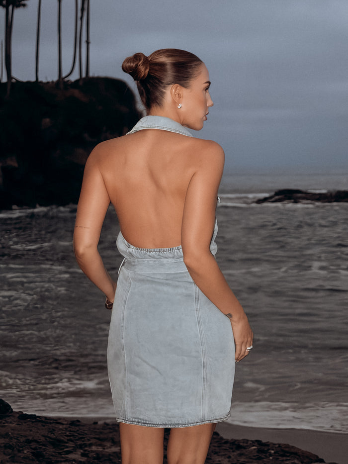 Sunday Crush Denim Mini Dress - Final Sale - Stitch And Feather