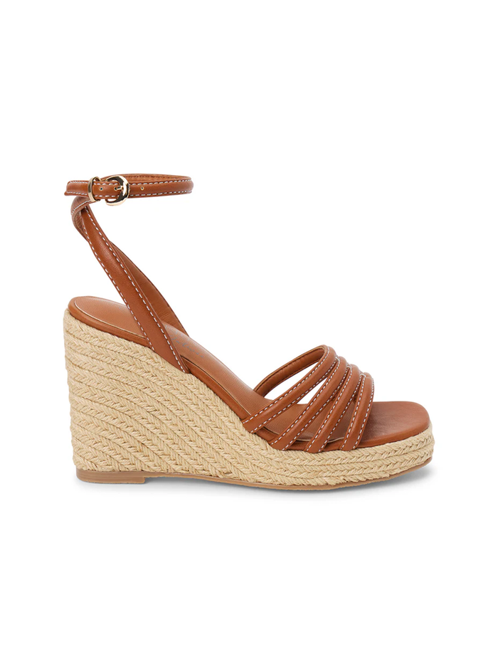 Sunnie Wedge Sandal in Cognac - Stitch And Feather