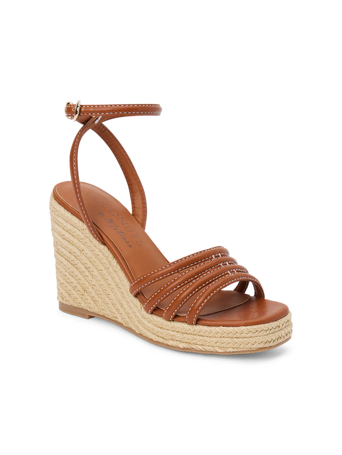 Sunnie Wedge Sandal in Cognac - Stitch And Feather
