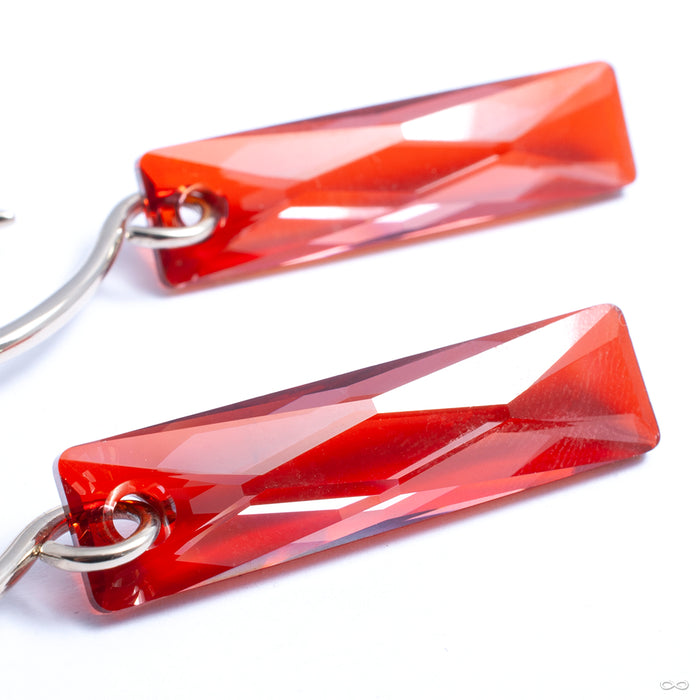 Swarovski Crystalactite Hooks from Diablo Organics in white brass with red CZ