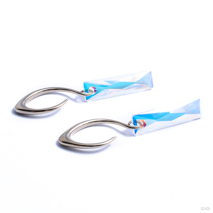 Swarovski Crystalactite Hooks from Diablo Organics in white brass with aurora borealis