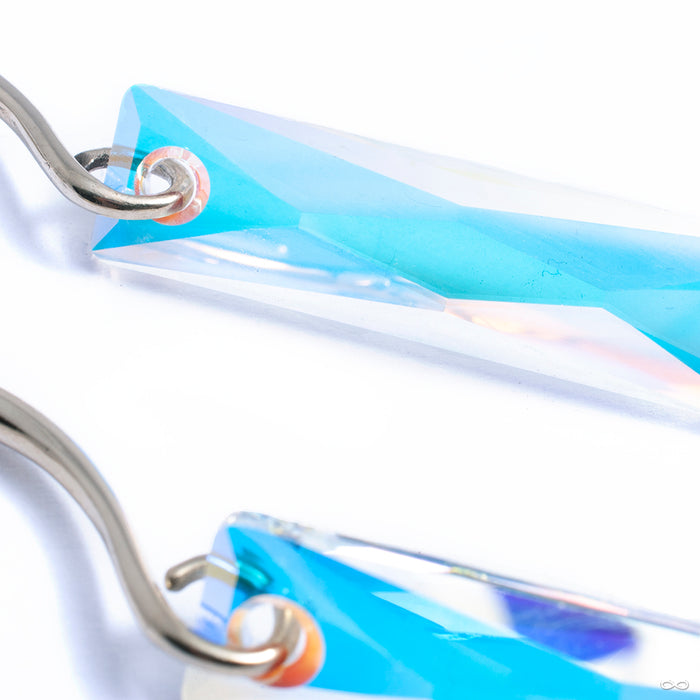 Swarovski Crystalactite Hooks from Diablo Organics in white brass with aurora borealis