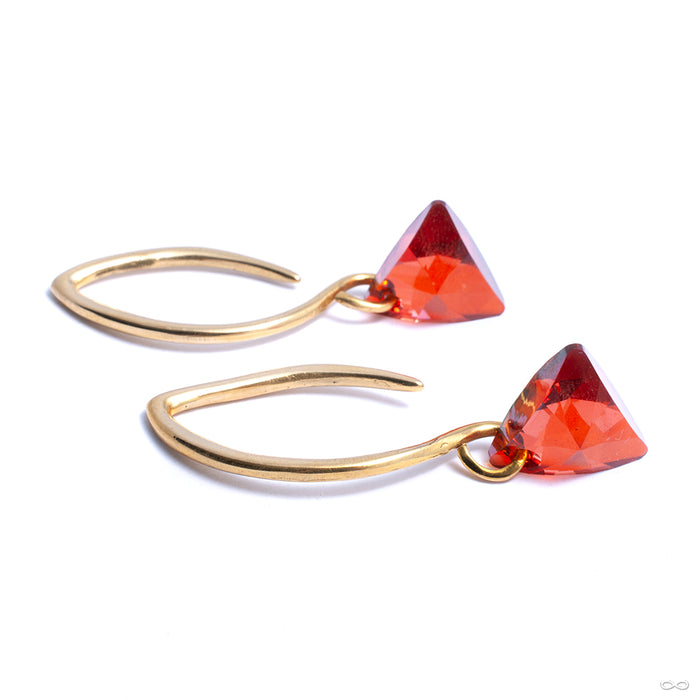 Swarovski Triangle Hooks from Diablo Organics in brass with red CZ