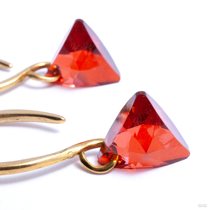 Swarovski Triangle Hooks from Diablo Organics in brass with red CZ