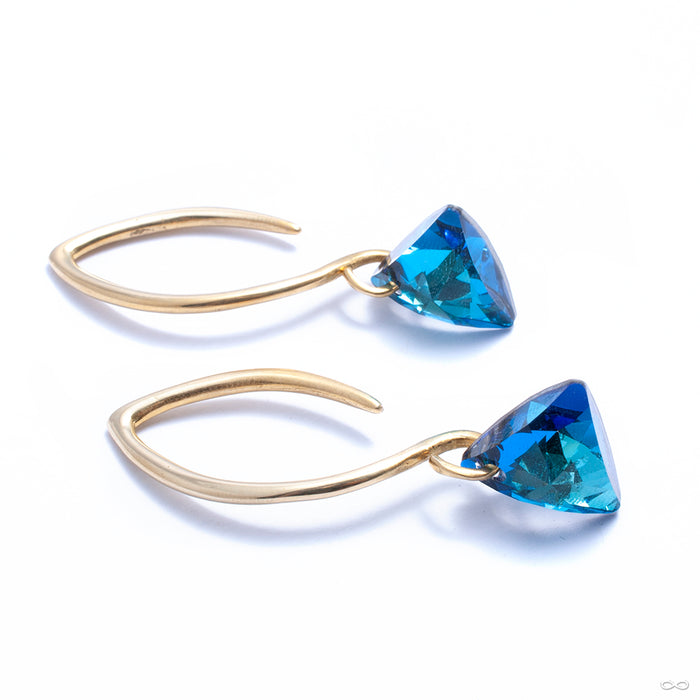 Swarovski Triangle Hooks from Diablo Organics in brass with bermuda blue