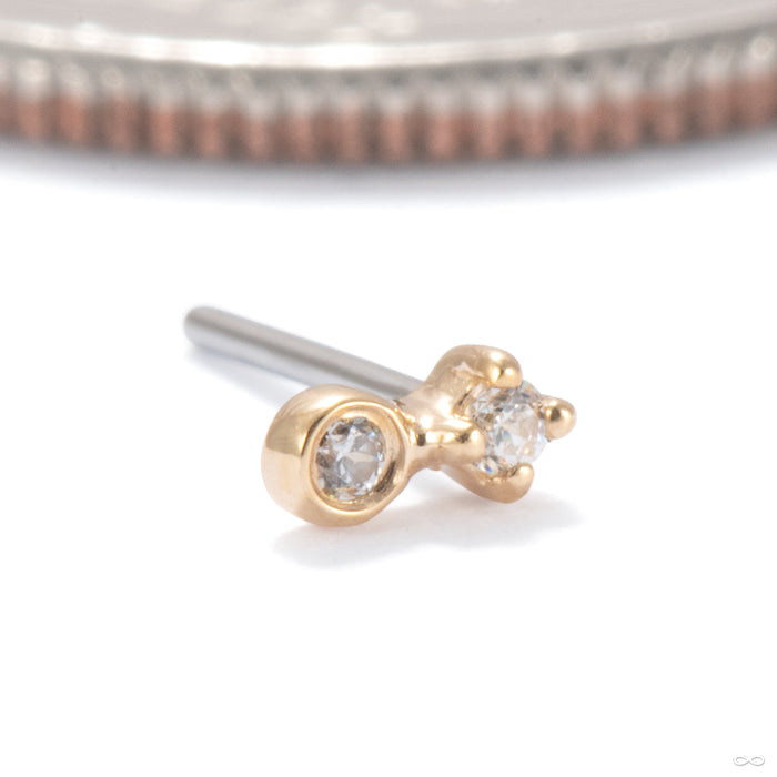 Sweet Nothing Press-fit End in 14k Yellow Gold with Clear CZ from Ember Body Jewelry