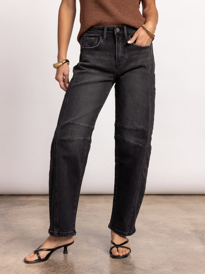 Sweet Relief Barrel Jeans in Black - Stitch And Feather