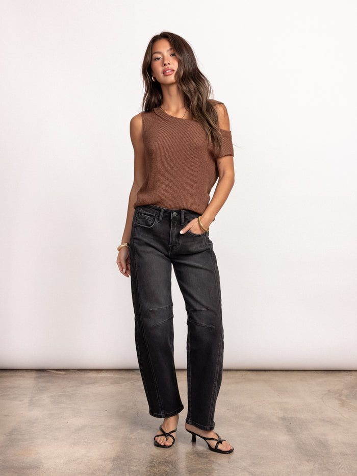 Sweet Relief Barrel Jeans in Black - Stitch And Feather