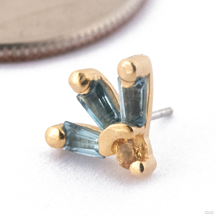 Synergy Press-fit End in Gold from Quetzalli 14k Yellow Gold Swiss Blue Topaz & Yellow Sapphire