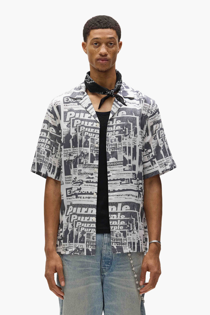 Tabloid Camp Shirt in relaxed fit with camp collar and short sleeves, made from 100% Lyocell.